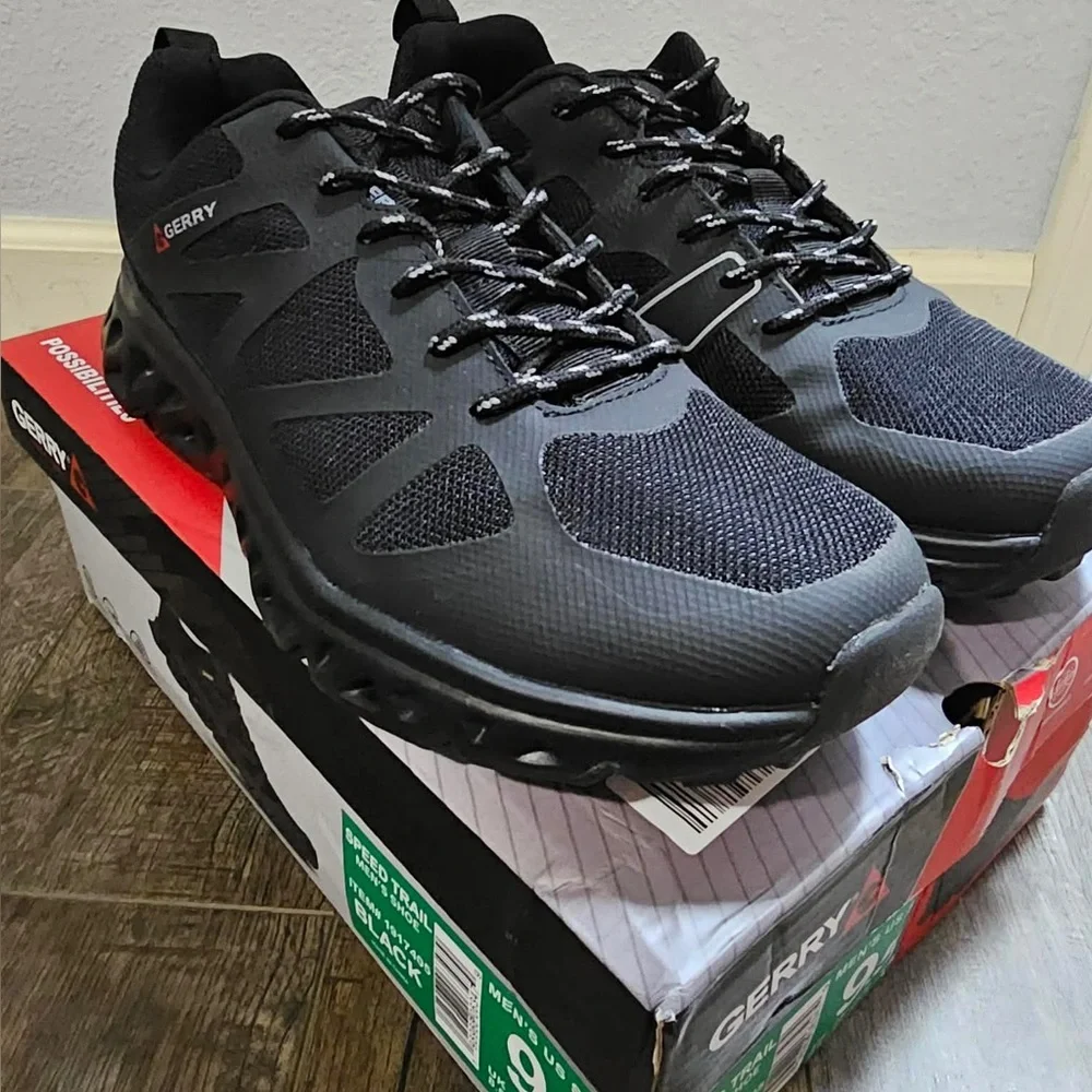 Gerry Mens Sneakers Speed Trail Black Shoe New In Box size 9.5